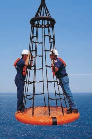 海洋平台吊笼,立柱固定式折叠卧式海上石油井救生吊篮
