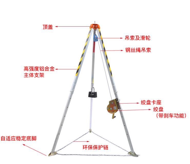 消防救援三脚架,铝合金有限空间三脚架,EN795多功能起重三角支架