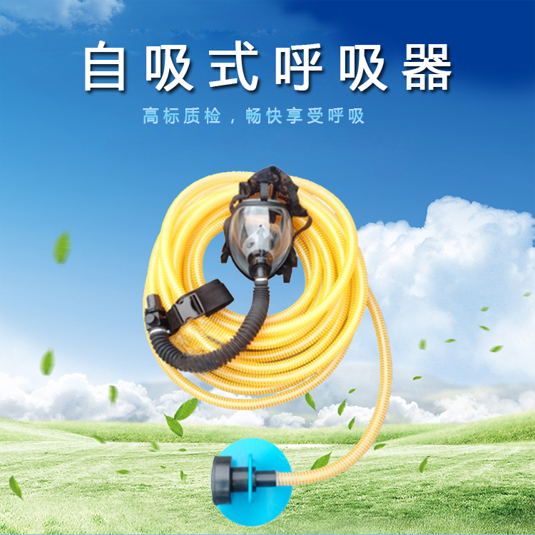 自吸式长管呼吸器、单人长管防毒面具呼吸器、防毒尘氨气化工喷漆硅胶面具面罩