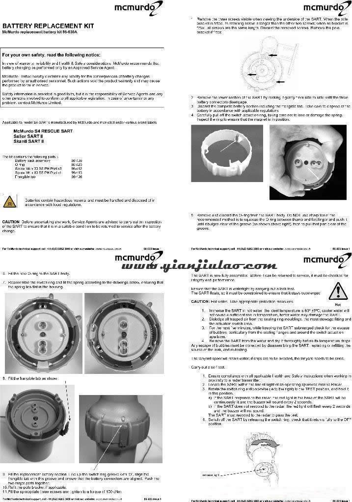 英国MCMURDO马克默多S4搜救雷达应答器电池更换方法