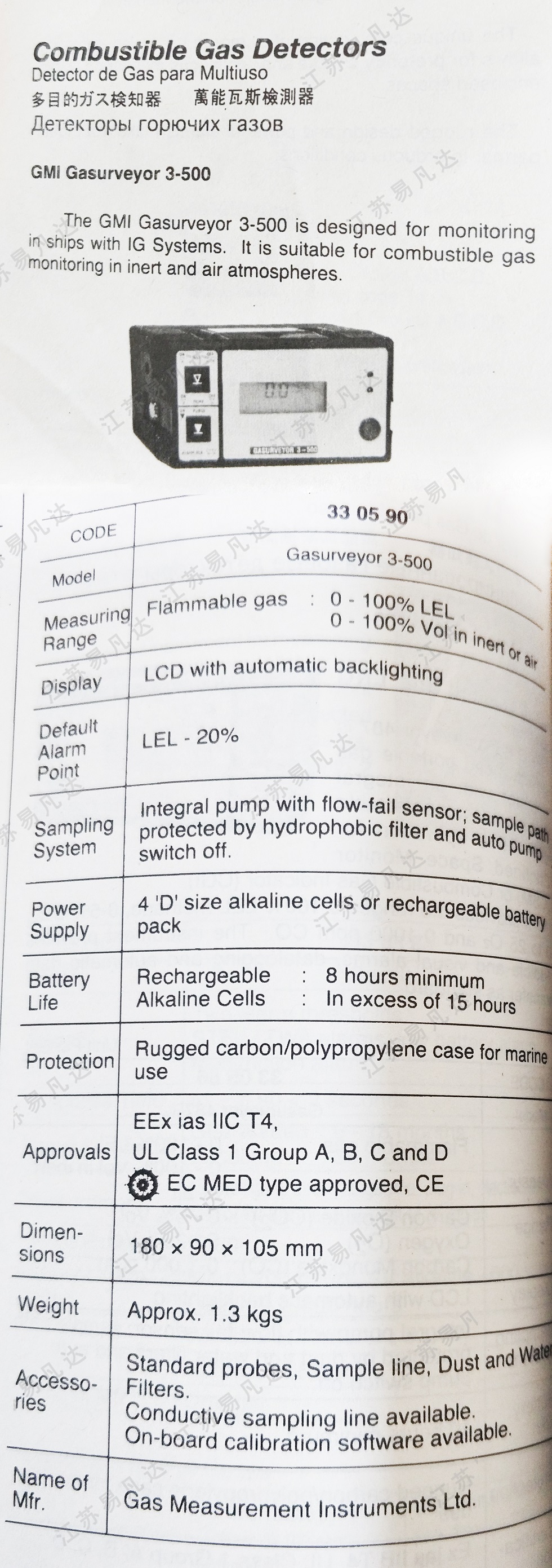 GMI Gasurveyor 3-500 330590万能瓦斯检测器Combination Gas Detectors可燃气体检测仪