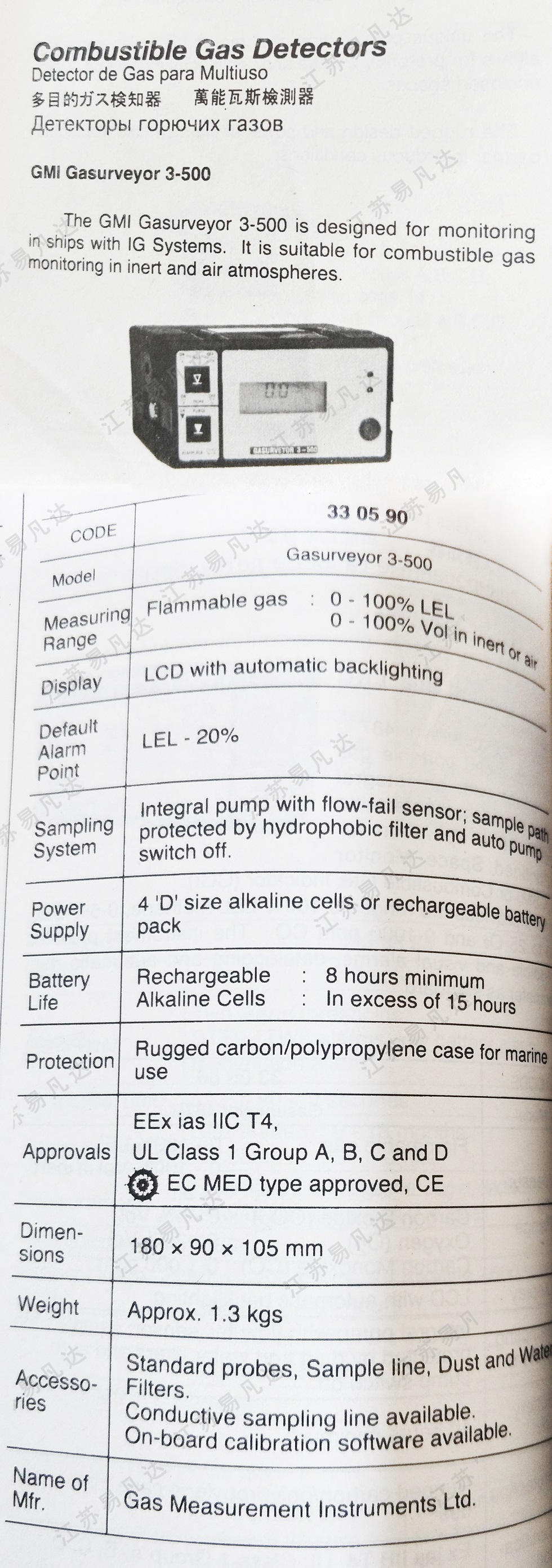 GMI Gasurveyor 3-500 330590万能瓦斯检测器Combination Gas Detectors可燃气体检测仪