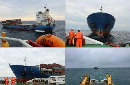 “东海救118”轮全力拖救香港籍漂航集装箱船