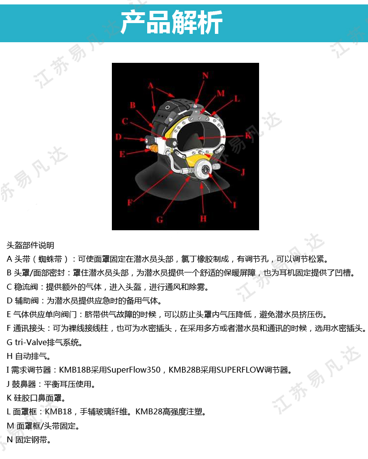 KMB28潜水头盔、美国科比摩根Kirby Morgan BandMask工程重潜潜水深潜面罩头盔