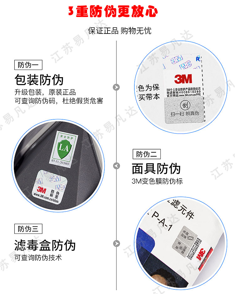 3M 6200半面型防毒面具、喷漆尘毒化工防护套装中号防毒面罩 