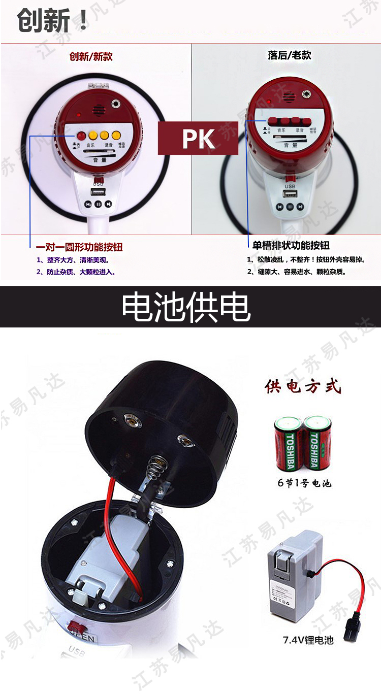 大功率30W喊话器、防汛录音10秒消防喊话器、手持高音喇叭叫卖器