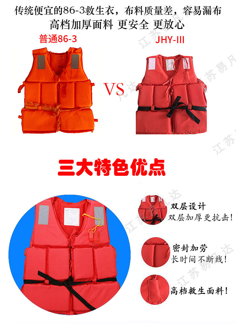 船用工作救生衣、牛津加厚成人背心马甲、防汛漂流泳池救生衣、游船邮轮救生衣 